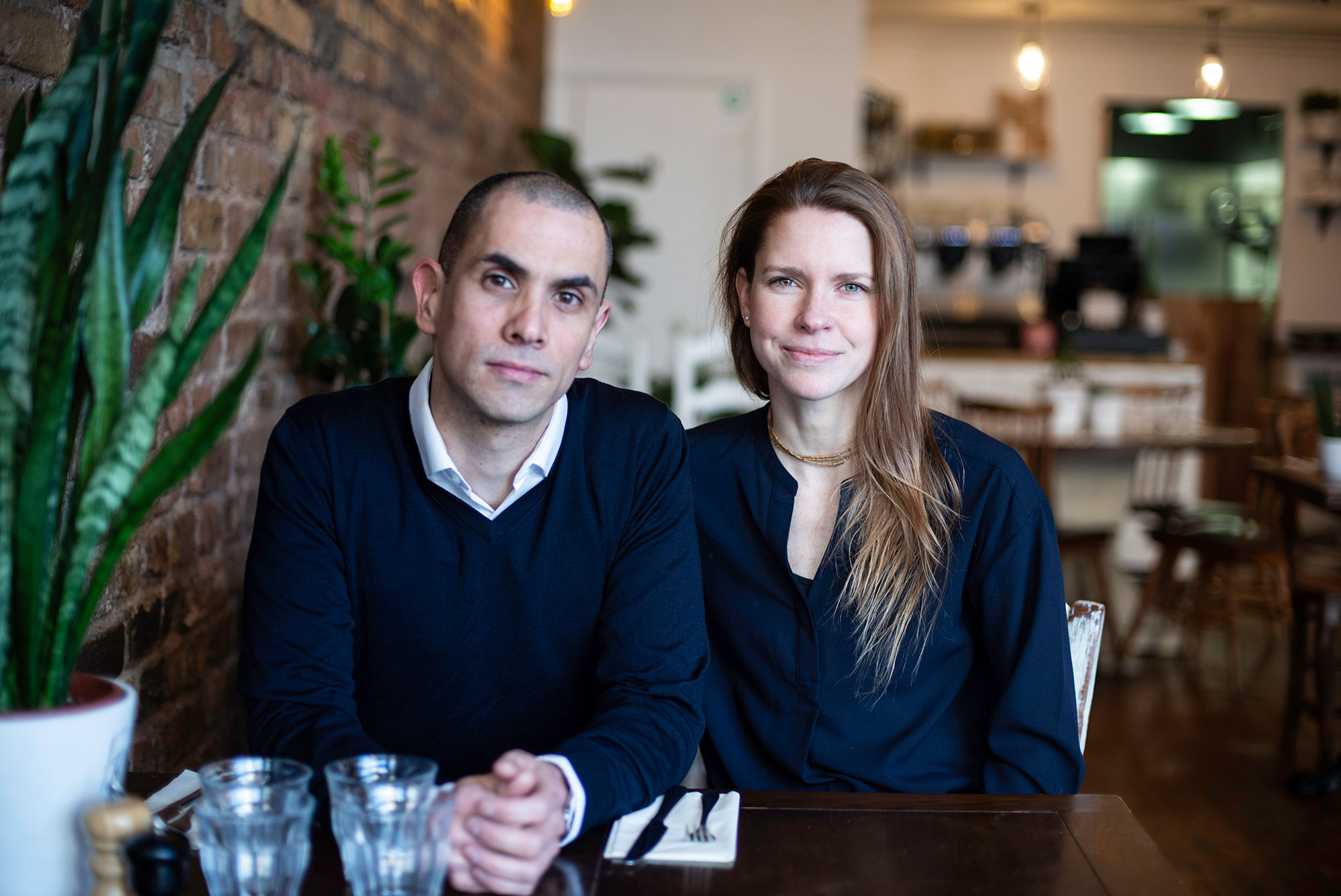 Gabriel and Francis, owners of Miranda Cafe, a vegan and vegetarian cafe in Crouch End, London